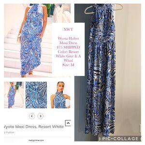 Lilly Pulitzer Blue and White Halter Sundress